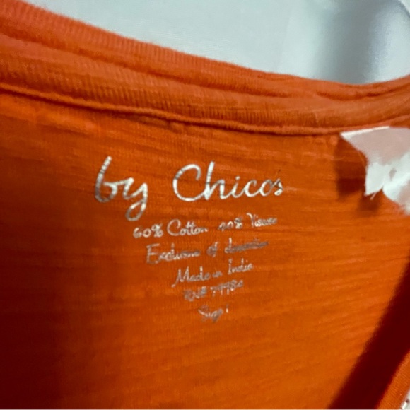 Chico's Orange Embellished Long Sleeve Top - Picture 3 of 3